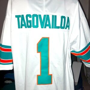 BNWOT Tua Tagalovailoa Miami Dolphins White Throwback Jersey Mens Large Stitched